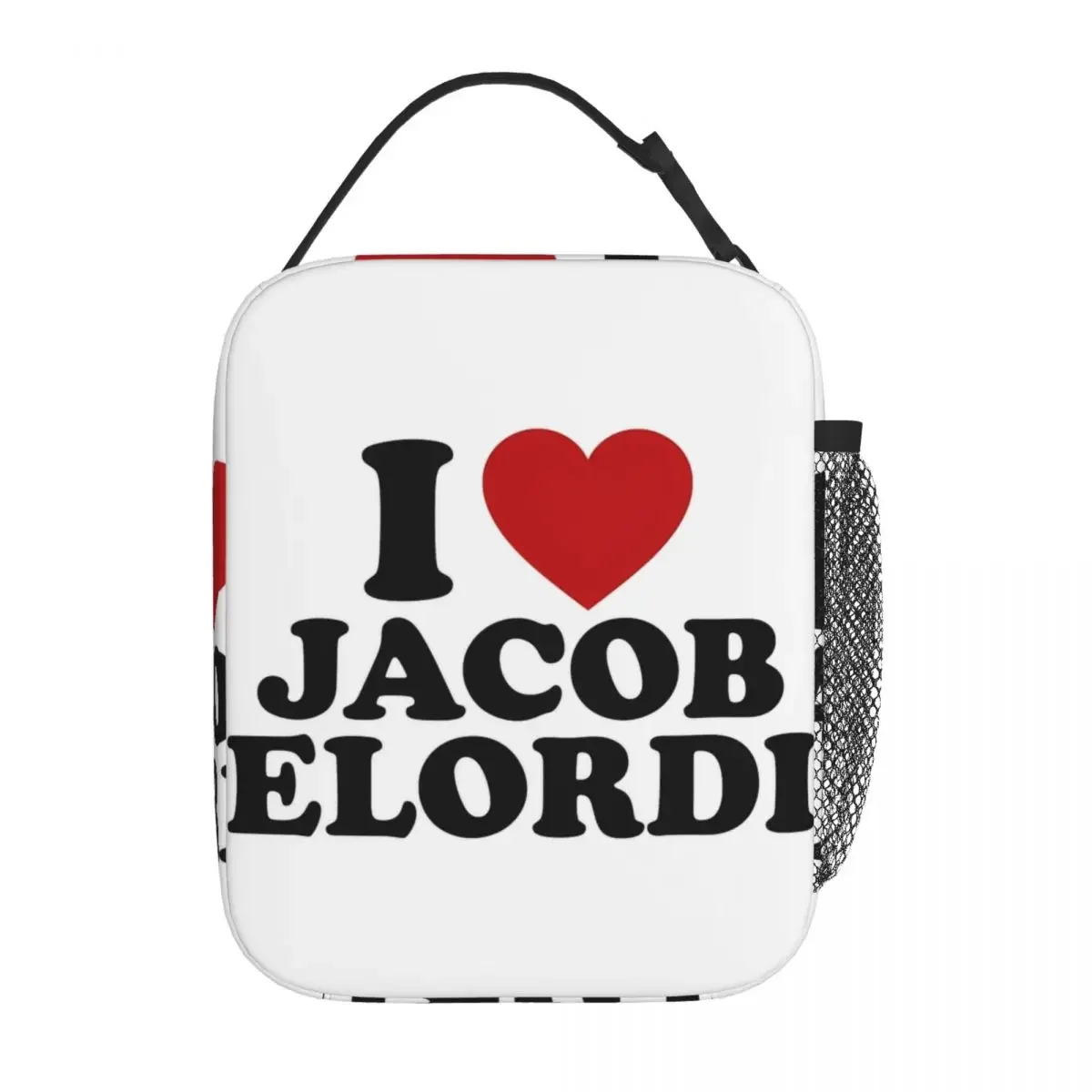 I Love Jacob Elordi Design Thermal Insulated Lunch Bags for Picnic Heart Portable Food Bag Men Women Thermal Cooler Lunch Box