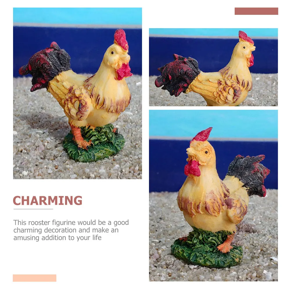 

2 Pcs Rooster Ornament Outdoor Decoration Garden Statues Decorative Animal Figurines Decorations Home for Resin Lawn
