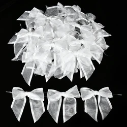 10pcs 12cm White Wide-brimmed Organza Bow Ribbon Lace Clothing Hair Clips Accessories Handmade DIY Crafts Making Home Decoration