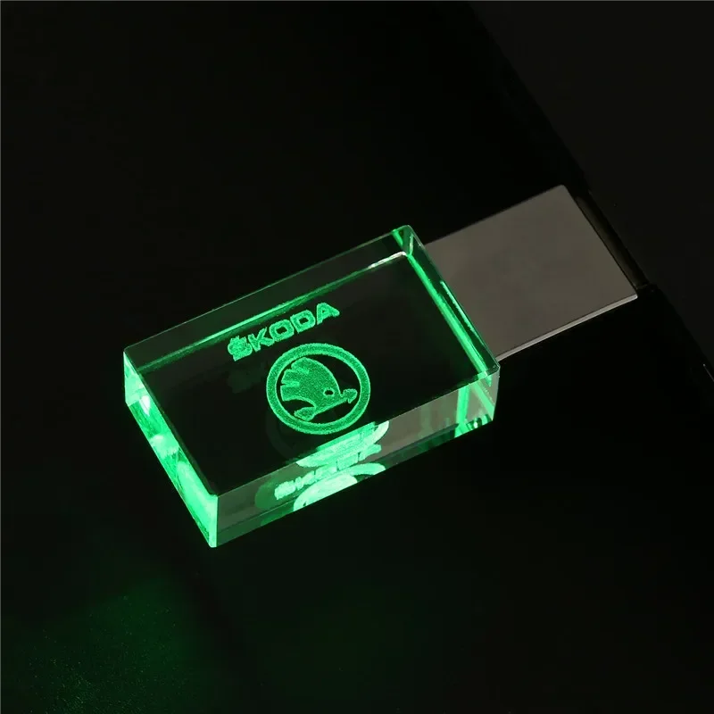 New Car Gift Fashion Crystal USB Flash Drive 128GB with LED Light Memory Stick Free Customized Logo Pen Drive External Storage