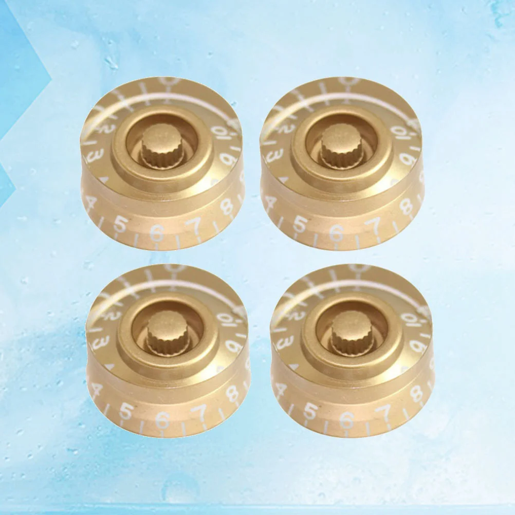 4 PCS/ Set Round Guitar Knobs Volume Tone Control Knobs Rotary Knobs for Style Electric Guitar Parts Replacement (Golden)