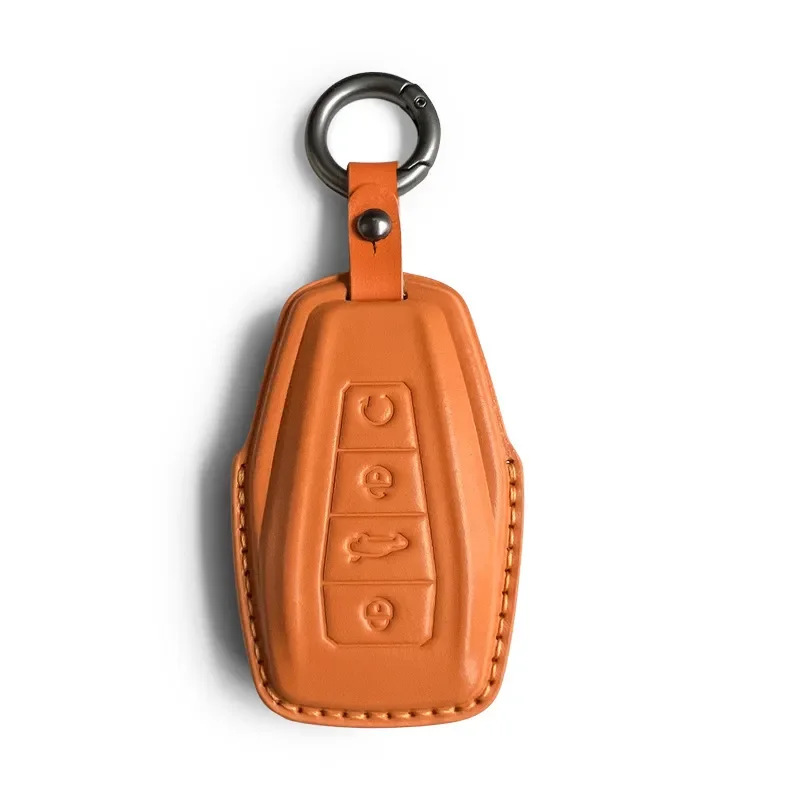 for Geely Key Cover Genuine Leather Case for Xingyue L Boyue Xingrui Hao Yue Jiaji ICON Car Key Bag with Chain
