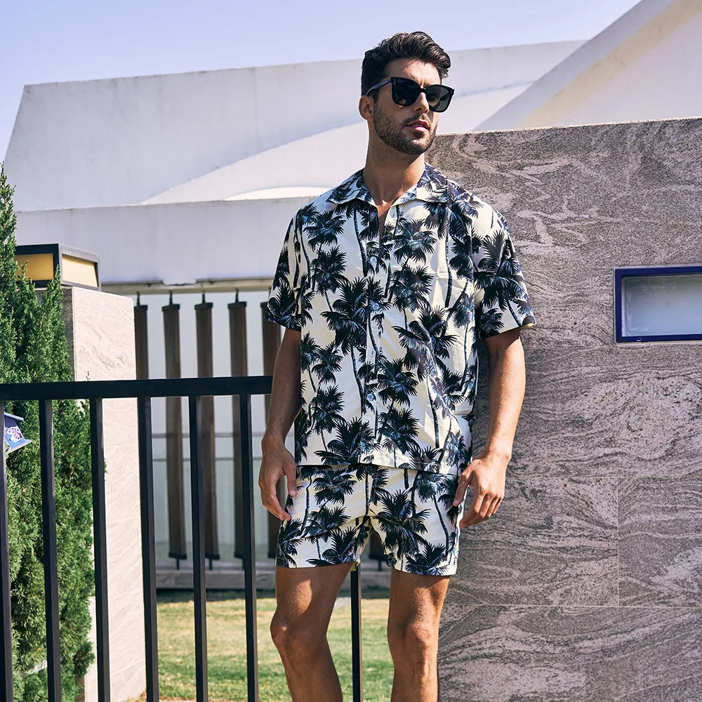 Hawaii Mode Strand Hemd Und Shorts Mann Sommer Sets
