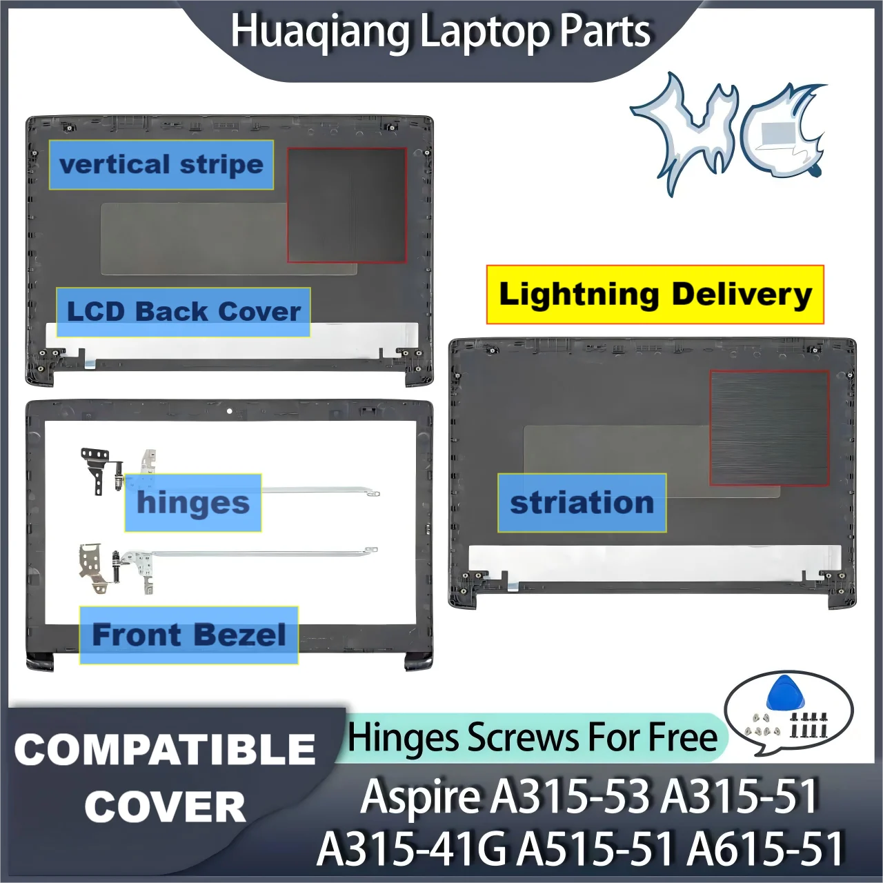 

Replace Covers For Aspire 5 A515-41G A515-51 A315-51 A515-51G A315-41 A615 A615-51G LCD Back Cover Front Bezel Hinges