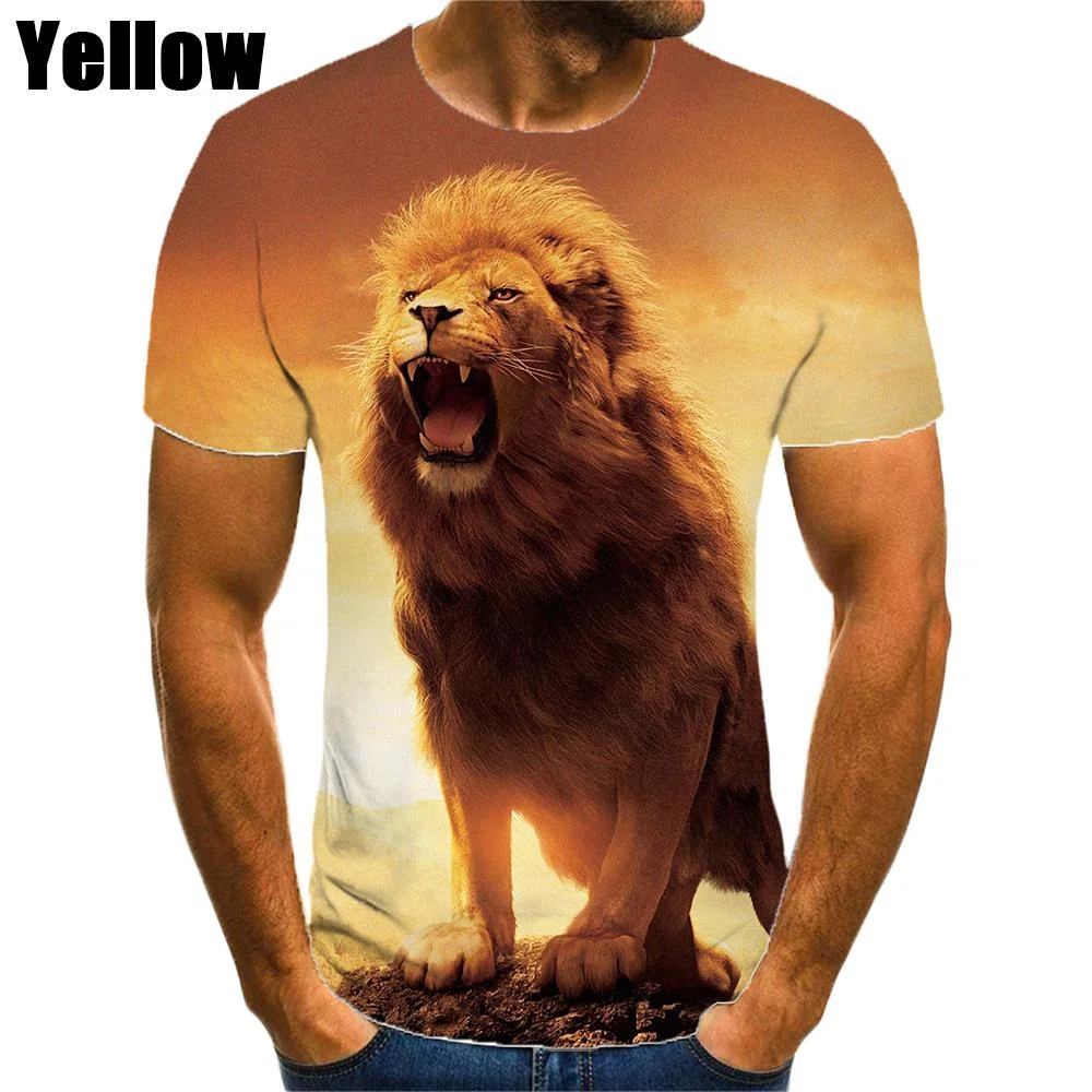 New Fashion Summer Hot Sell 3D Lion Male/female T-shirt 3D Printed Short Sleeve Crewneck Animal Shirt Top