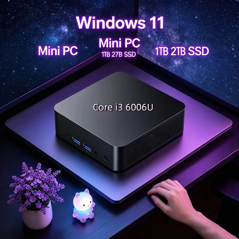 

Slim Mini PC Windows 11 Pro Core i3 6006U 32GB RAM 1TB/2TB SSD WiFi6 BT5.2 4K HD Office Study PC 3 Years Warranty