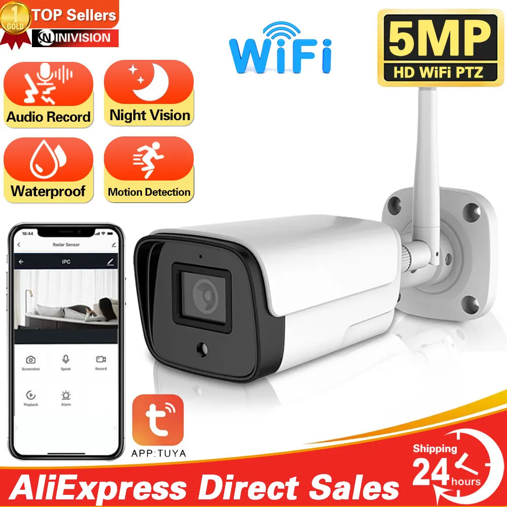 

Tuya Smart Life Wireless IP Camera Wifi Wired CCTV Bullet Camera Outdoor Two Way Audio TF Card Slot IR 20m P2P Optional 5MP