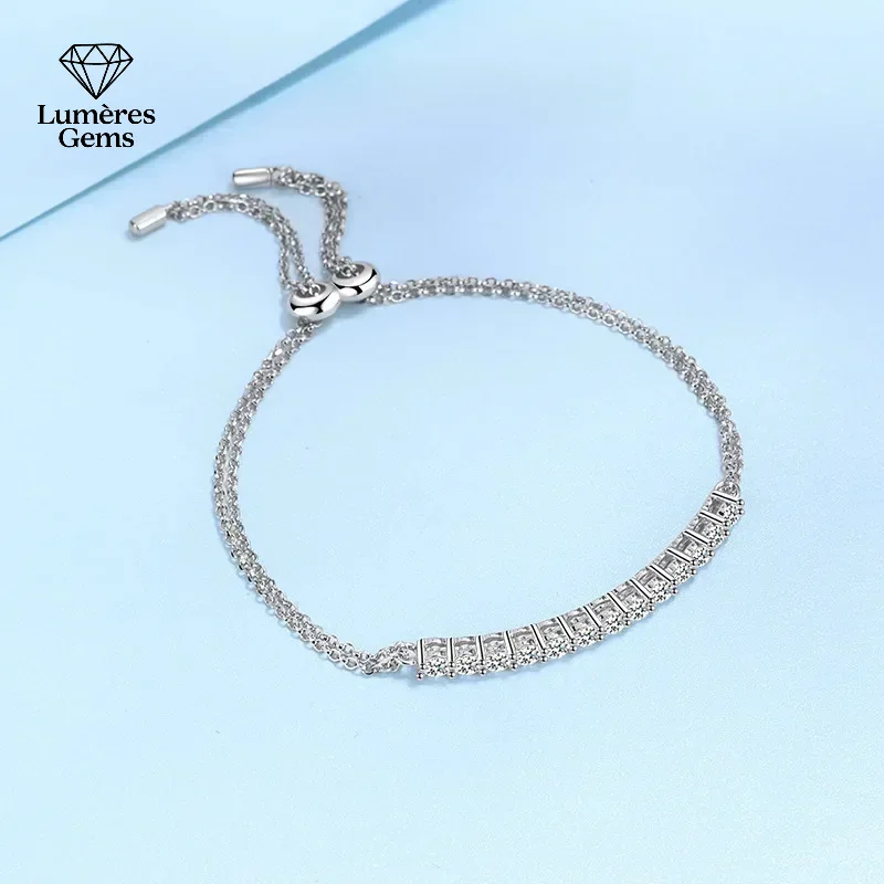 

Very Popular PT950 Platinum Chain Bracelets D Color Total 1.3Ct Moissanite Diamond For Women Luxury Girls And Ladys Jewelry Gift