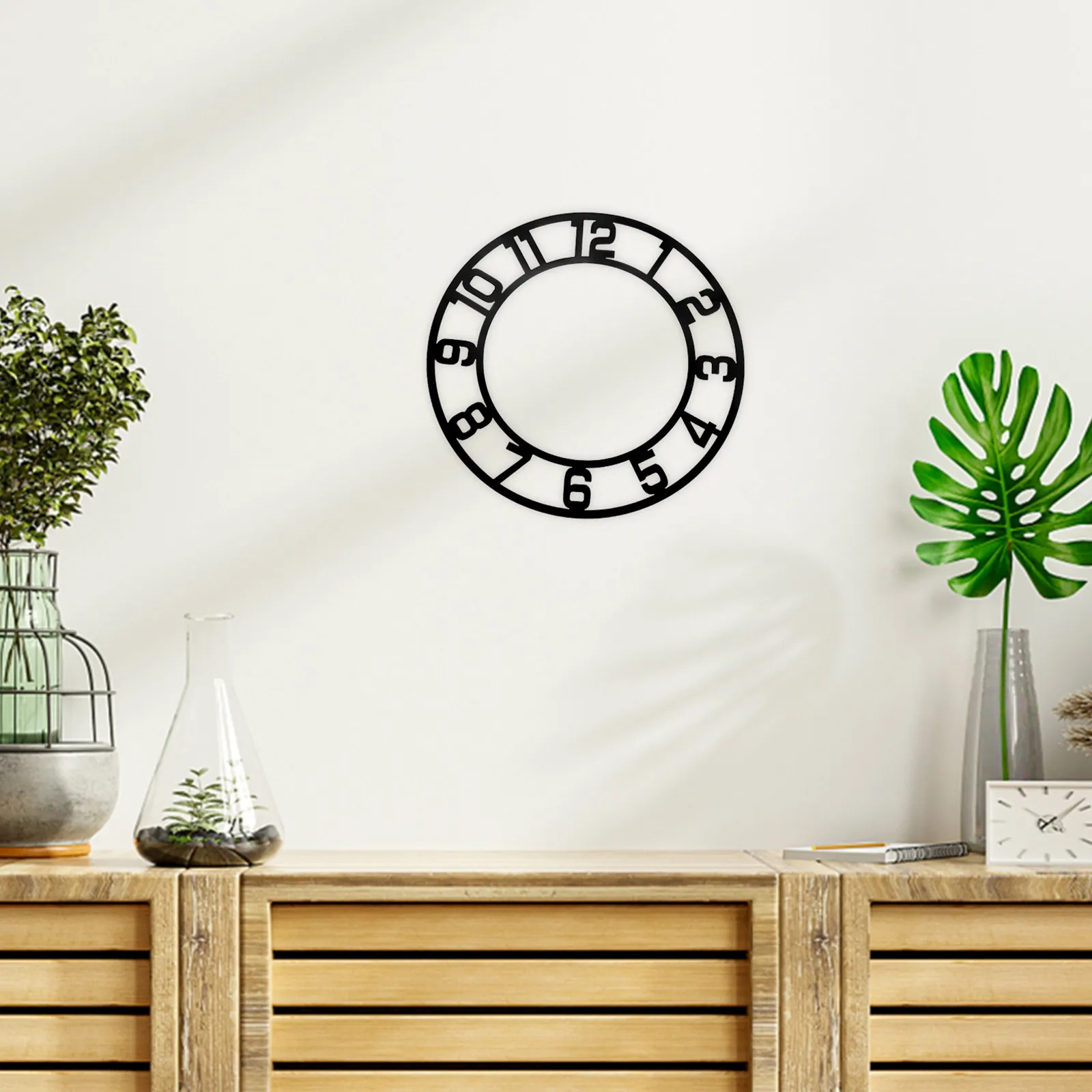 Round Mirror Wall Clock Sticker Acrylic Transparent Surface Creative Wall Decor Sticker with Large Visible Numbers for Home