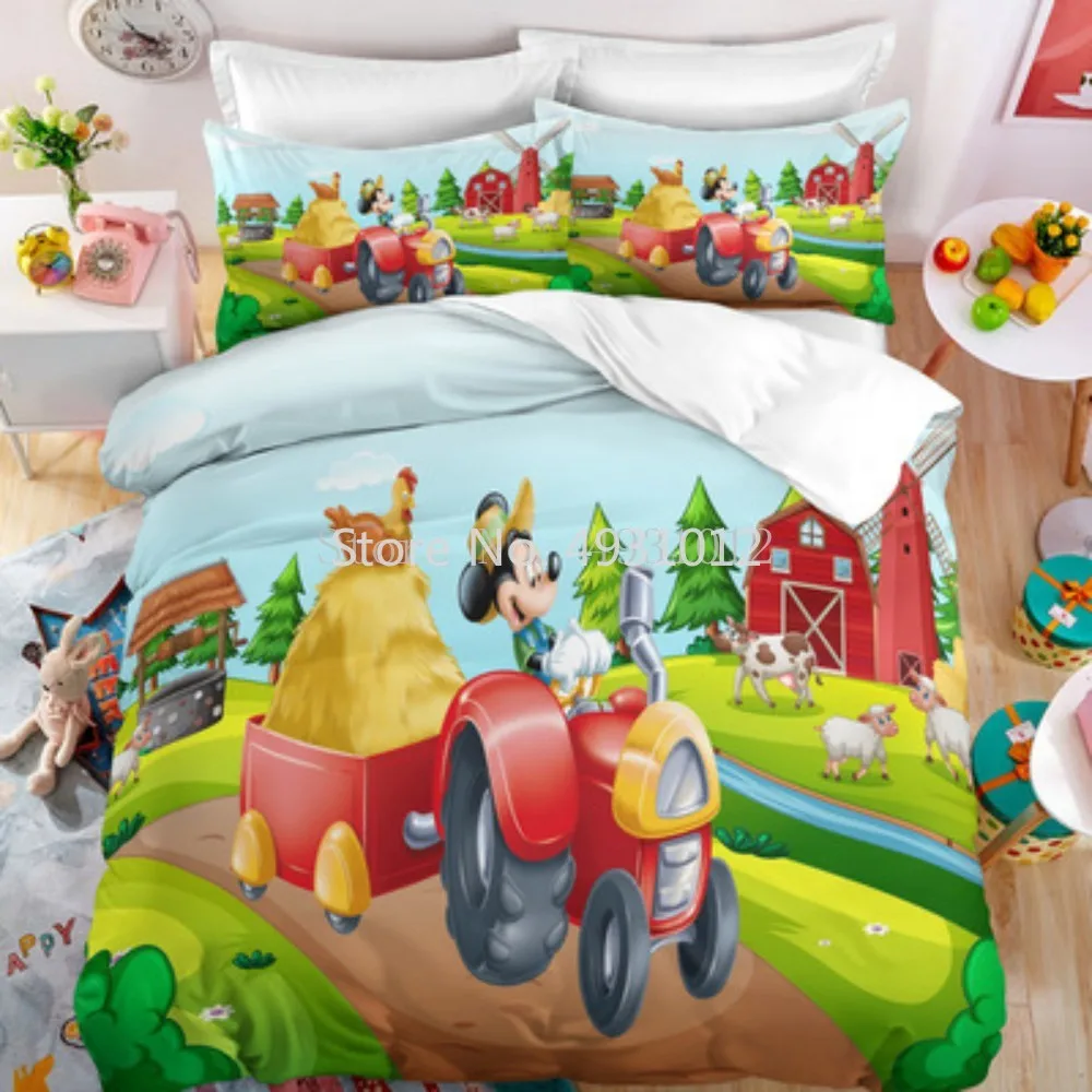 

Disney Mickey Bedding Set 3D Luxury Minnie Mouse Boy Girl Comfortable Duvet Cover with Pillow Cases Children Kids Teen Bedspread