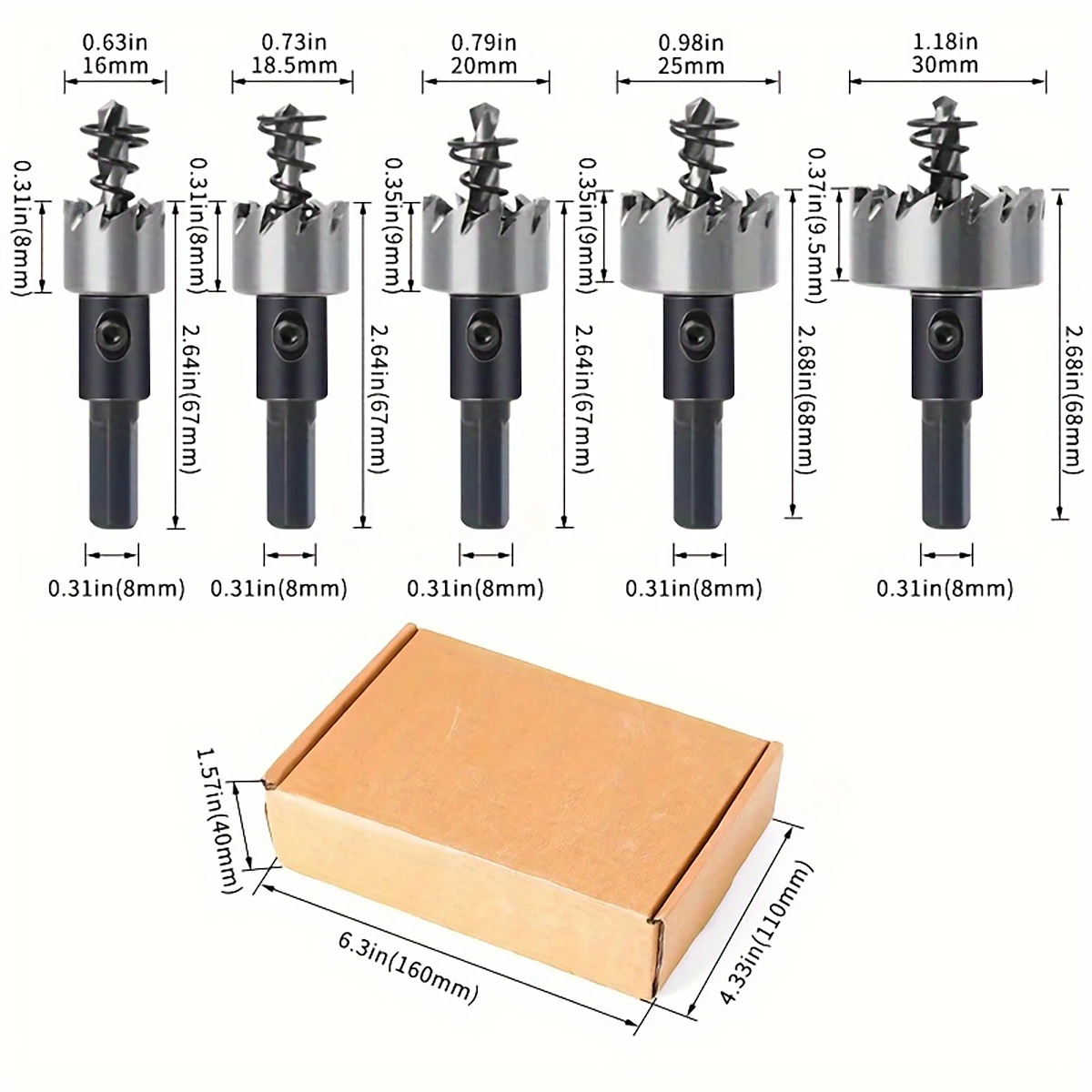 High-speed Hacksaw Tooth Hole Opener Aluminum Plate Iron Plate Punching Hole Natural Color Drill Bit 16-30mm Tool Set