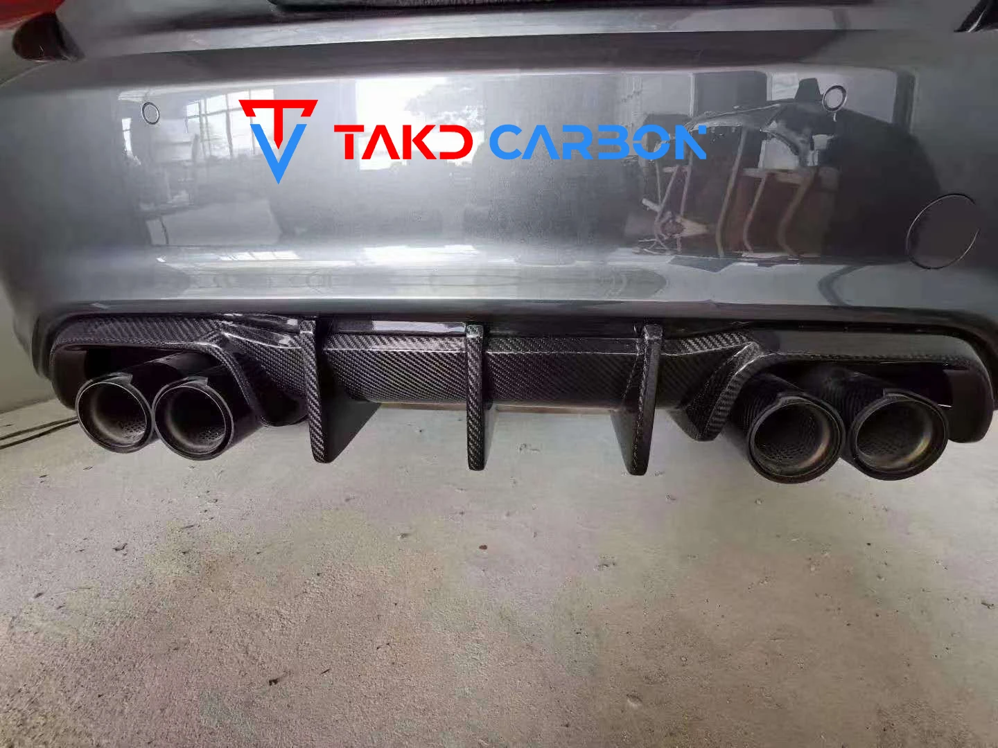 TAKD Carbon Real Car Data Development Dry Carbon Fiber Rear Bumper Lip Diffuser For BMW M2 M2C Competition F87