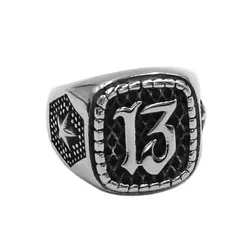 Personality Number 13 Ring Stainless Steel Fashion Charm Star Biker Jewelry Mens Gift SWR0926