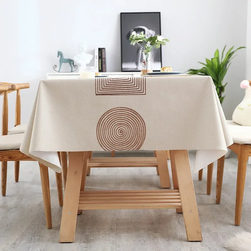 Nordic Style Tablecloth Waterproof and Anti-scalding PVC Rectangular Household Thickened Table Cloth No-wash Oil-proof Cafes