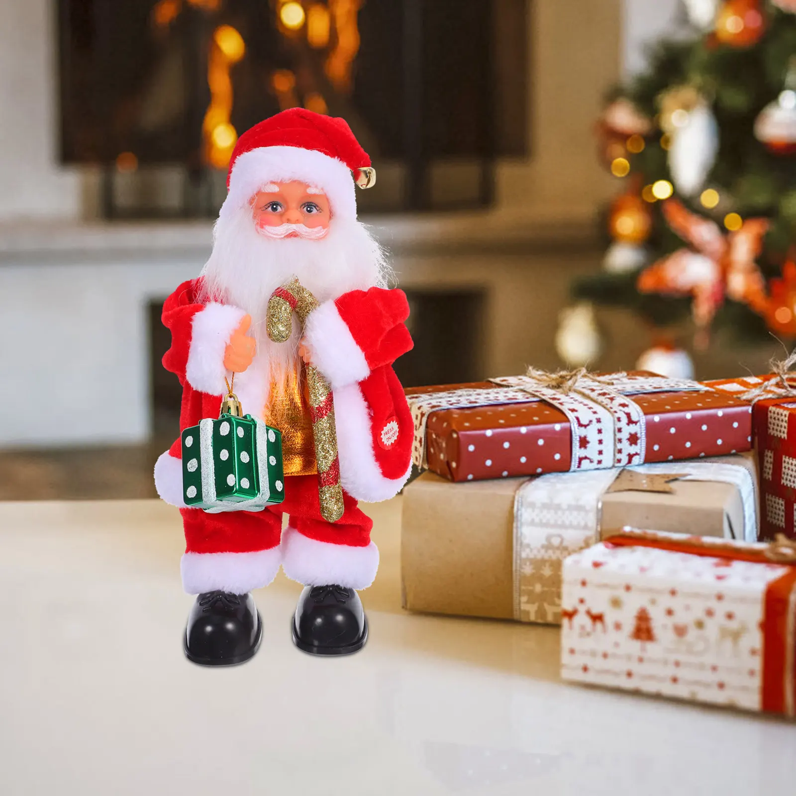 

Electric Santa Claus Musical Decoration Lively Flexible Movable Xmas Party Present Christmas Home Ornament Festival Supply