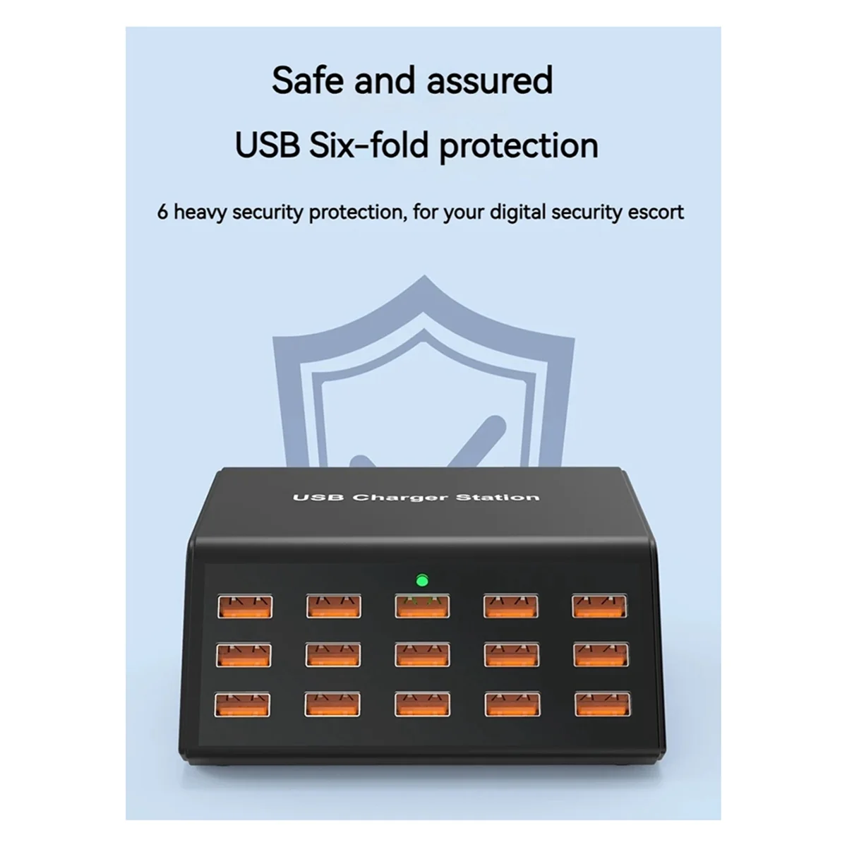 AA87100W Desktop Universal USB Ladegerät 15 Ports USB Schnelle Ladestation für Ipad Iphone 15 14 13 Pro für Samsung EU Stecker