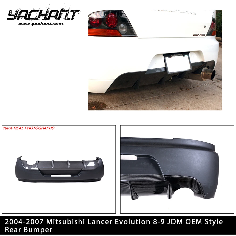 Car-Styling Portion Carbon Fiber PCF Rear Bumper OEM Style  Fit For 2004-2007 Mitsubishi Lancer Evolution 8-9 JDM customization