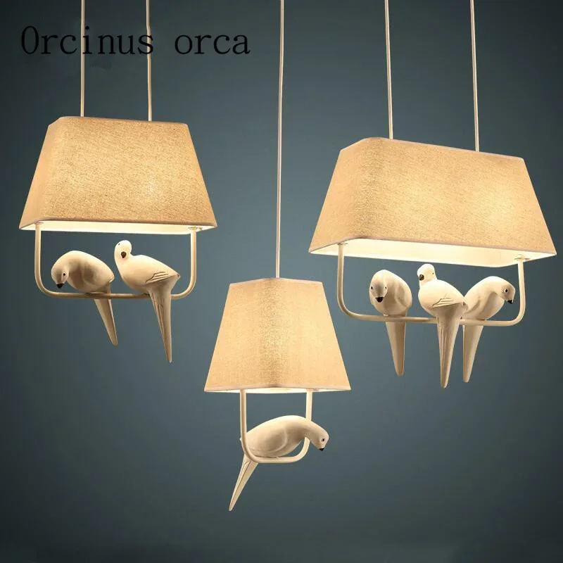 American country bird chandelier living room dining room three head Nordic creative simple pastoral  study Chandelier