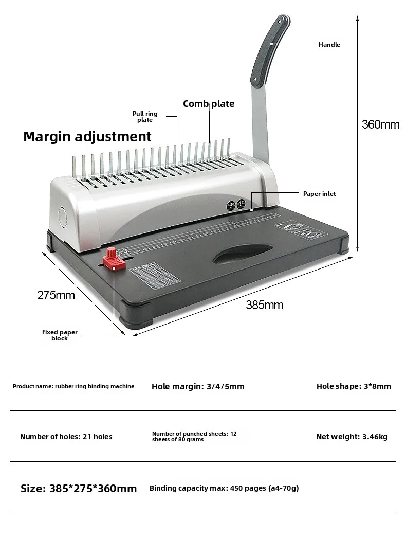 Binding Machine Punching Mac hine 21 Hole Bid Binding Mach ine Film Comb Type Apron Binding Machine