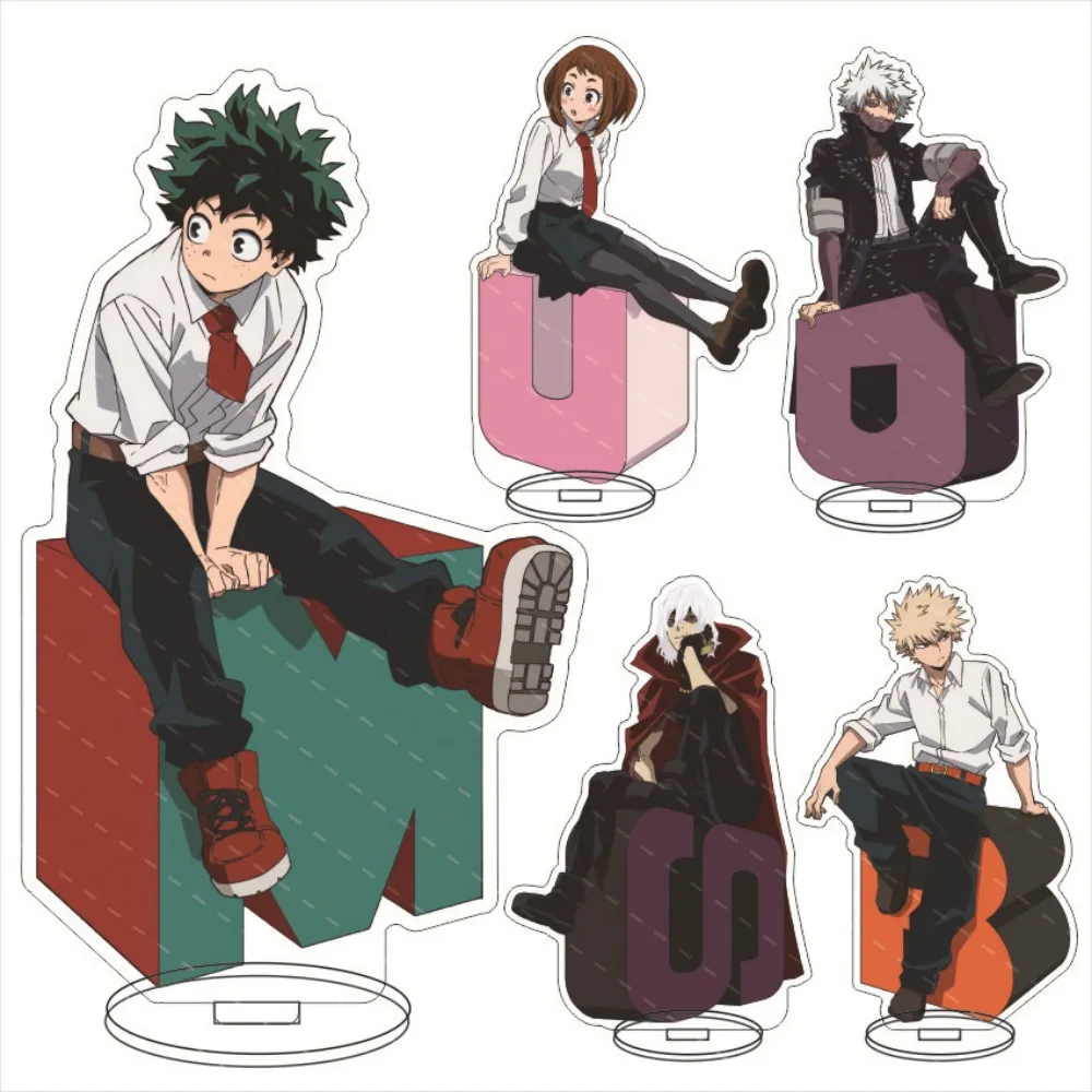 Soporte acrílico de la escuela de My Hero, estatuilla bonita de dibujos animados Midoriya Izuku Deku Bakugou Katsuki, modelo de exhibición, decoración de escritorio y habitación para fanáticos
