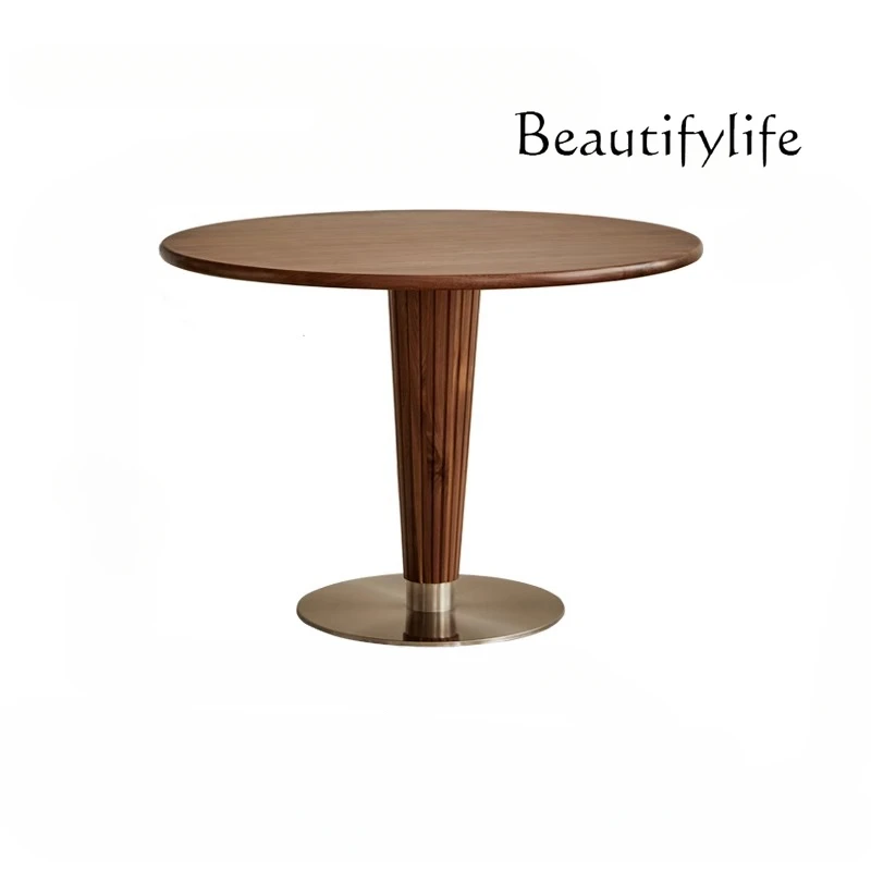 Stone Plate round Table Dining Table Solid Wood and Thickened Nordic Small Apartment Household Minimalist round Table