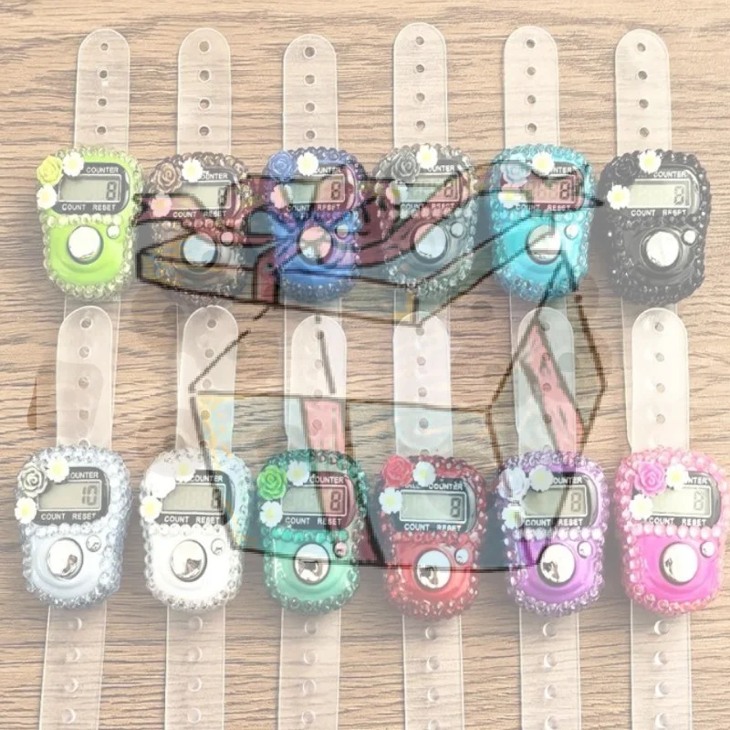 【CCA】Mini Digital Finger Tally LCD Counter Reset With Flowers For Prayer Knitting Sport Counting