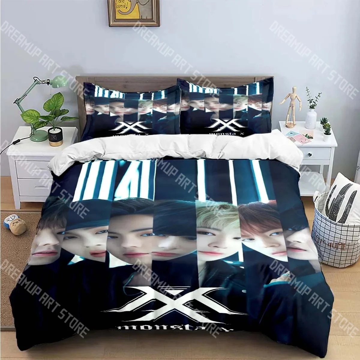 Fashion K-POP Singer M-MONSTAS X Bedding Set Single Twin Full Queen King Size Bed Set Kids Bedroom Duvetcover Sets Bed Sheet Set