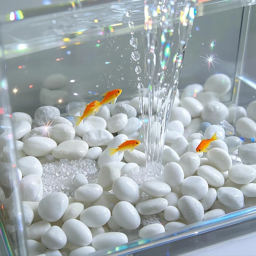 300/600g White Natural Pebbles Courtyard Landscape Peddles for Plant Vases Fish Tank Aquariums Horticultural Decorative Stones