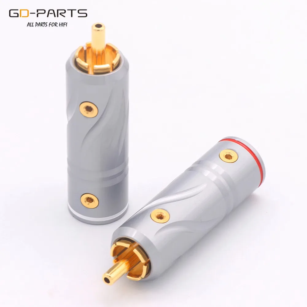 GD-PARTS High End Gold plated Copper Male RCA Plug Connector Adapter With Lock Hifi Audio Video AMP TV AV DVD Signal Cable DIY