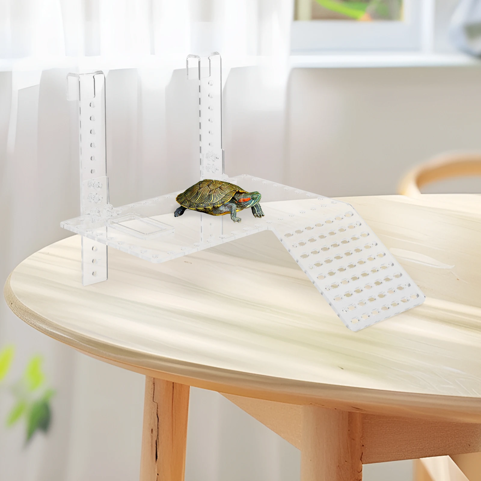 

Acrylic Turtle Basking Platform Extra Large Wide Ramp For Deep Water Aquariums Strong Load Bearing Easy Observation Hook