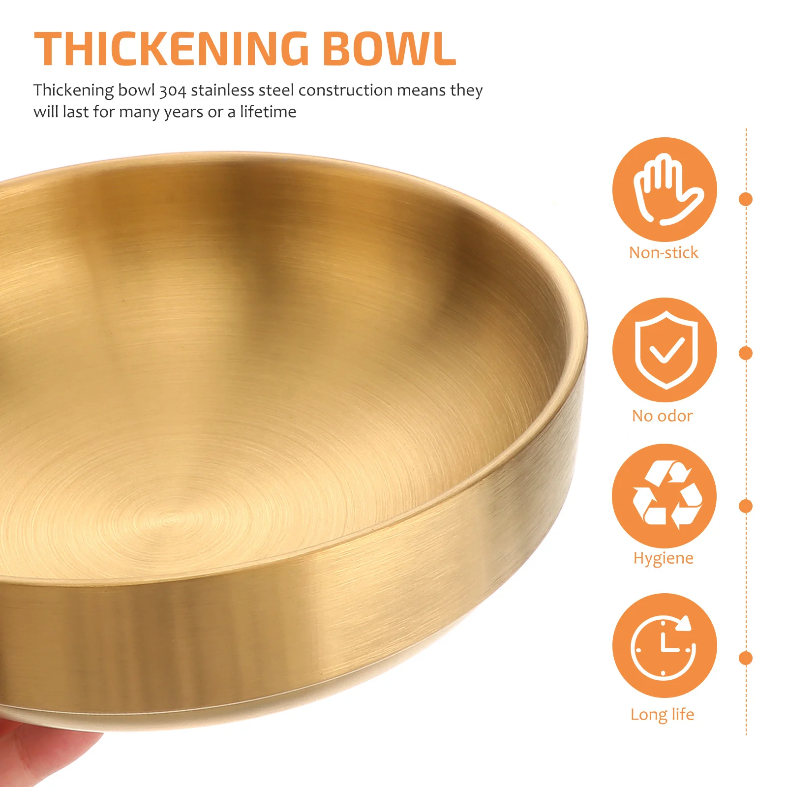 

19Cm Thickened Soup Bowl Stainless Steel Large Bowels Toddler Noodle 304 Grade Kitchen Utensils Double Wall Insulated