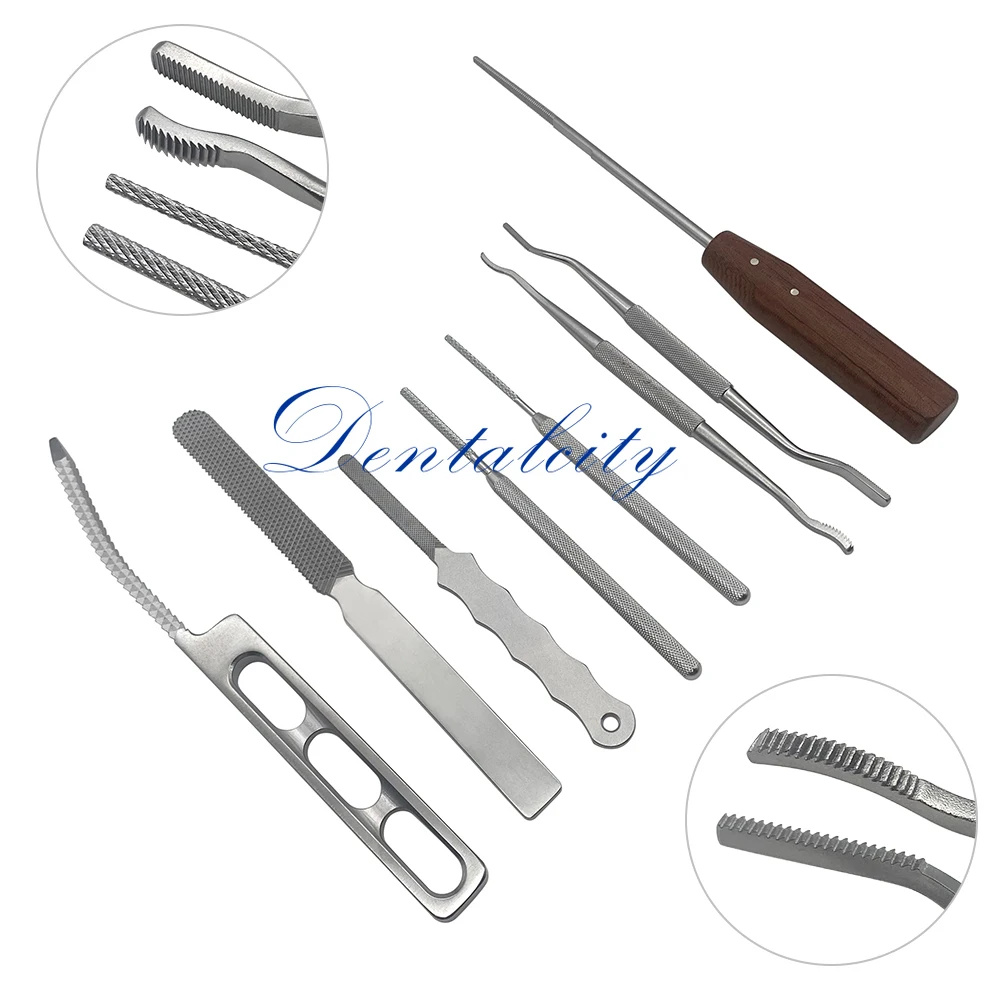 Stainless Steel Orthopedic Bone Joint File Set - Straight & Curved Trochlea Rasp for Joint Operation & Grinding