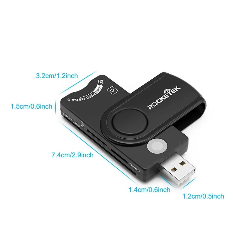 Lettore di Smart Card USB 3.0 per memoria micro SD SD/TF, lettore di schede sim, ID, scheda bancaria, adattatore connettore sim cloner