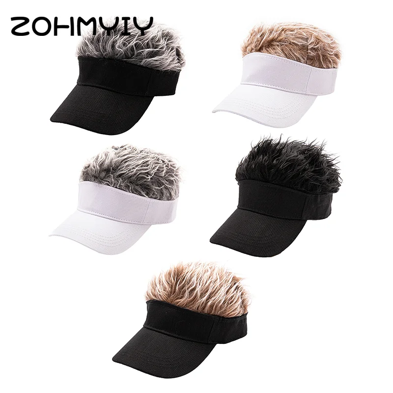 Casual Concise Men Women Sun Shade Adjustable Sun Visor Baseball Cap With Spiky Hairs Wig Spiked Wigs Baseball Hat