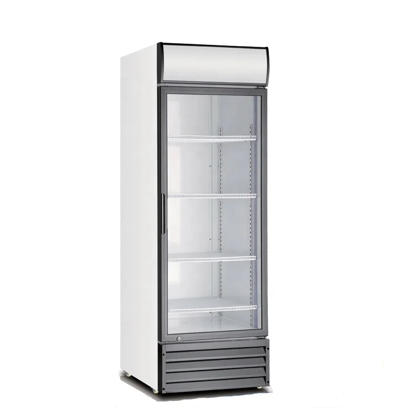 

High Quality Fan Cooling Single Door drink Chiller Commercial Glass Upright Display Refrigerator Fridge Showcase