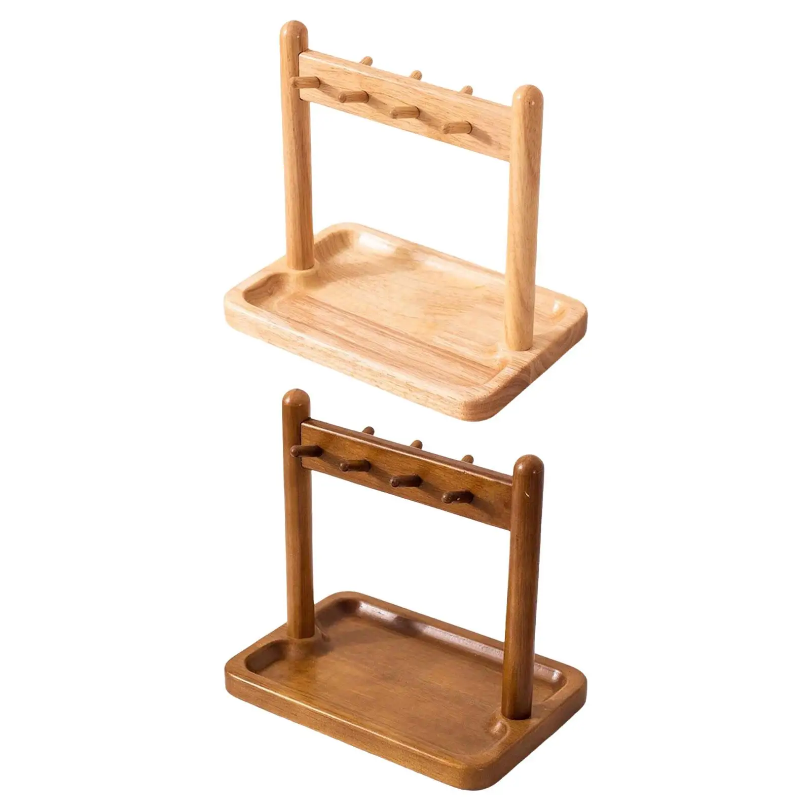 

Desktop Key Holder Jewelry Organizer Stand Nordic Jewelry Dish with Hooks Wooden Key Rack for Porch Table Entrance Decoration