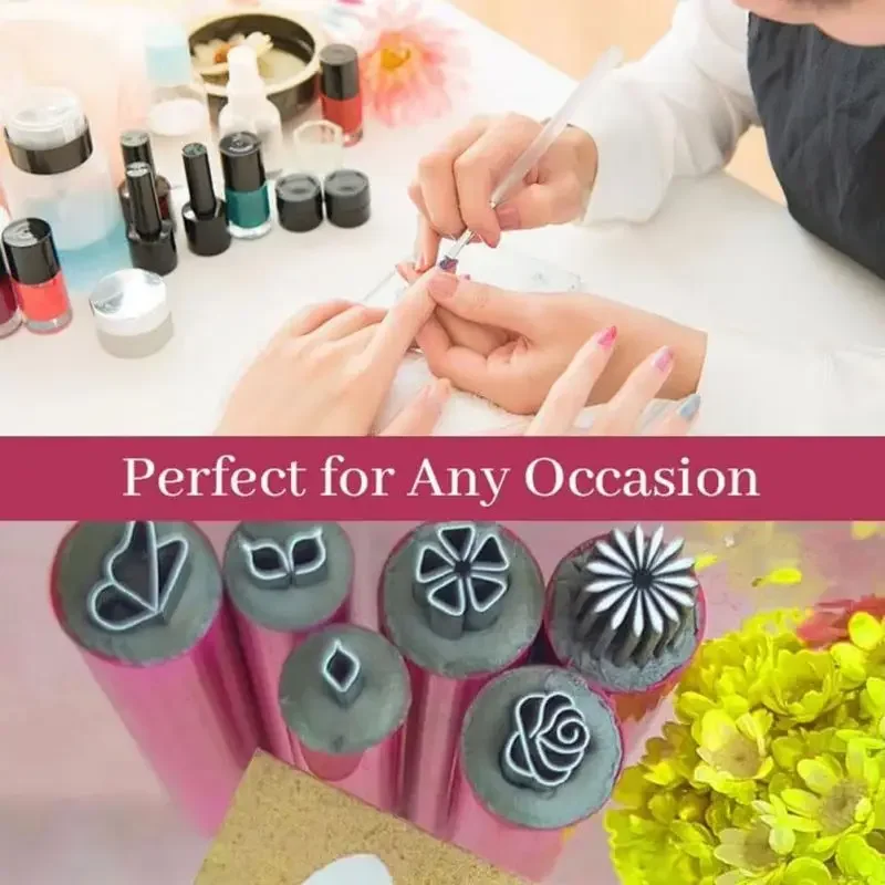 New Nail Art Stamp Pen 6pcs Nail Art Pattern Stippling Seal Pen Diy Nail Doodle With Petal Embellished Seal Pen