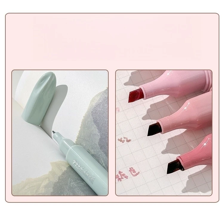 4-teiliges Morandi Color Dream Pastell Textmarker-Set mit weicher Spitze, schräger Marker-Liner zum Zeichnen und Malen A3033 – Detail 4
