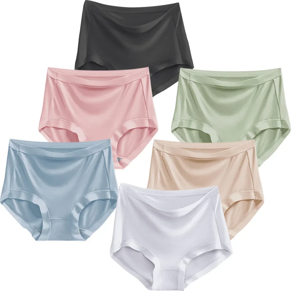 

6pcs/pack Women's Modal High Waist Briefs Panties Solid Color Cotton Crotch Modal Briefs Lingerie Underpants Female Girl Panties