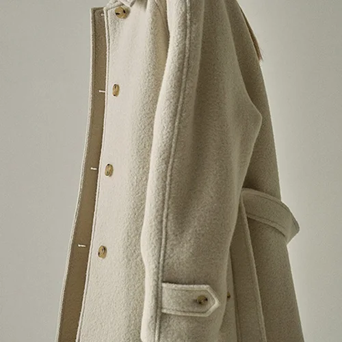 「고급브랜드」우르나이30 여성용 중장모 코트 2024 겨울 신상품 작은 여성용 중장모 양모 완장 상의 한국 스타일 장바구니 디자인 단일 버튼 클로징