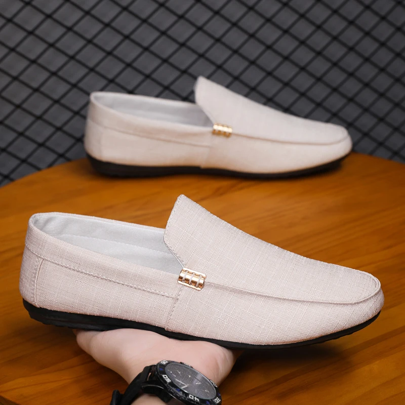 

Mens Canvas Slip On Loafers Fashion Dress Driving Shoes Formal Wedding Party Casual Flats Plus Size Comfortable Office Wear