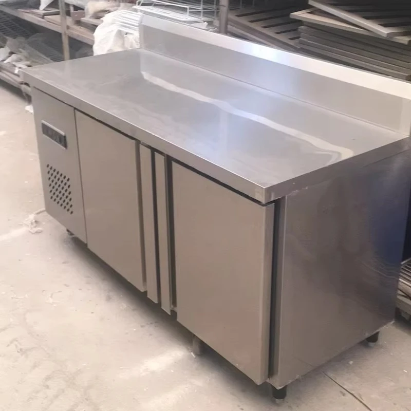Hot Sale Commercial Stainless Steel Kitchen Under Counter Workbench Table Freezer Refrigerator Worktable Fridge With Back Space