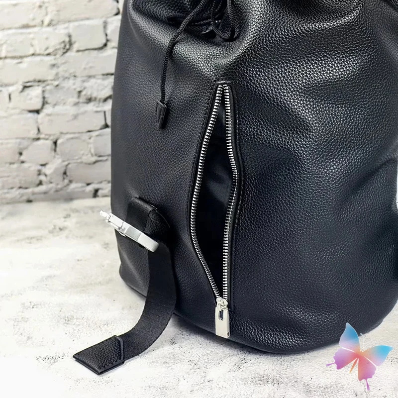 Unisex 1017 ALYX 9SM PU Kunstleder Stoff Klappe Kordelzug Eimertasche Funktionelle taktische Schnalle Schwarz Outdoor-Reiserucksack