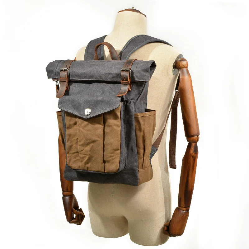 Rucksacks Vintage Canvas Backpacks for Men Oil Wax Canvas Leather Travel Backpack Large Waterproof Daypacks Retro Mochilas