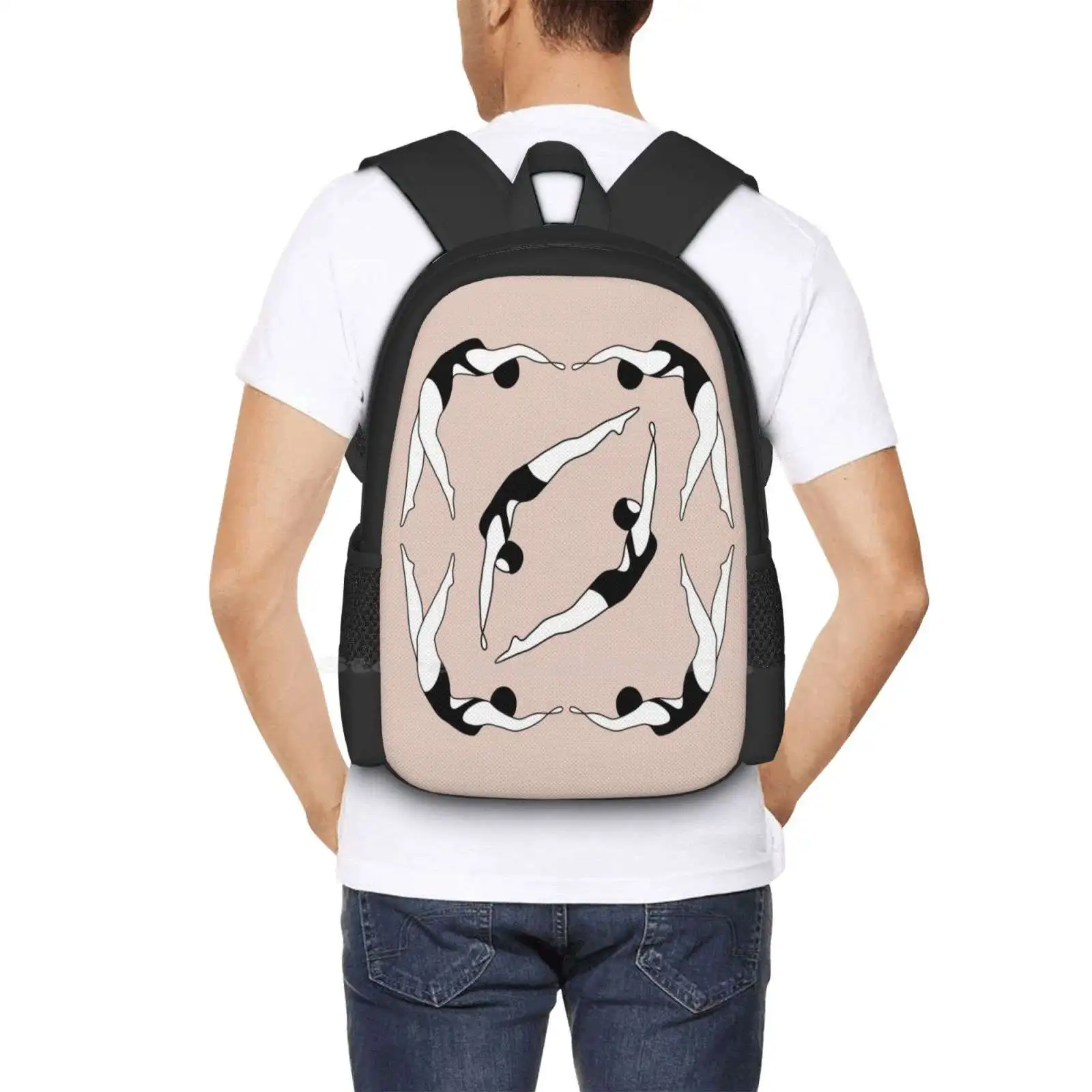 Vintage Sincronizado Natação Mochilas para Escola, Sacos de Viagem para Adolescentes e Meninas, Retro Art Line Drawing