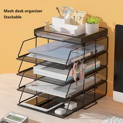 Formwell Multi Tier Desk Organizer Paper Tray File Holder Document letter organizer Metal mesh file tray stackable with hooks