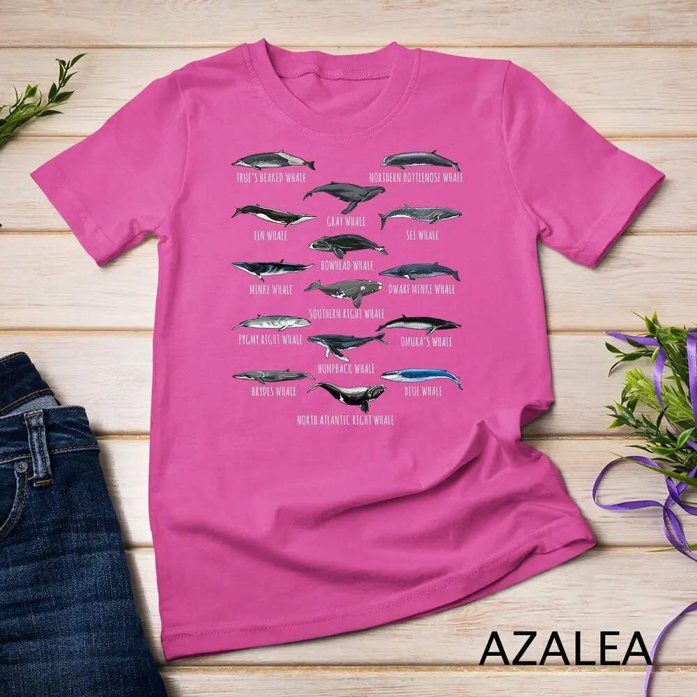 Different Whale Species Biology Types Of Whales Unisex T-shirt