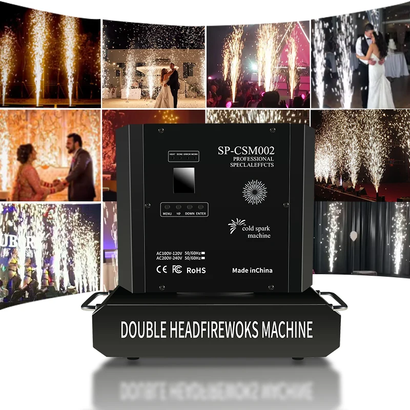 Double head rotation Cold Spark 1300W   Machine Sparklers Machines Special Effect Equipment Wedding Party Disco Bars Lighting