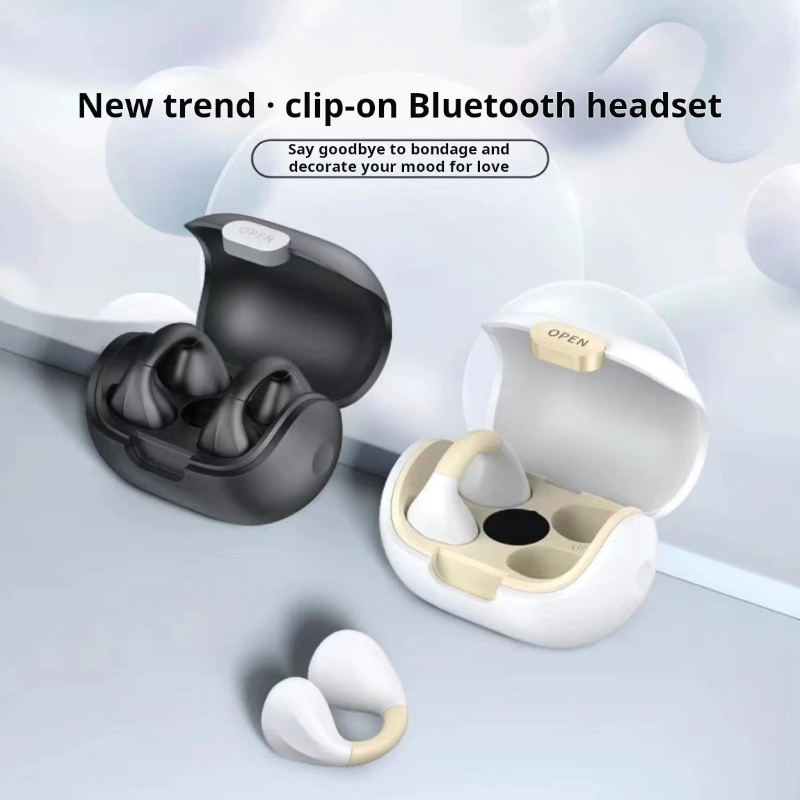 مشبك الأذن سماعة رأس بخاصية البلوتوث M8 كبسولة الفضاء شاشة ديجيتال رياضية مفتوحة مشبك الأذن اللاسلكي سماعات الأذن ، التنفس l