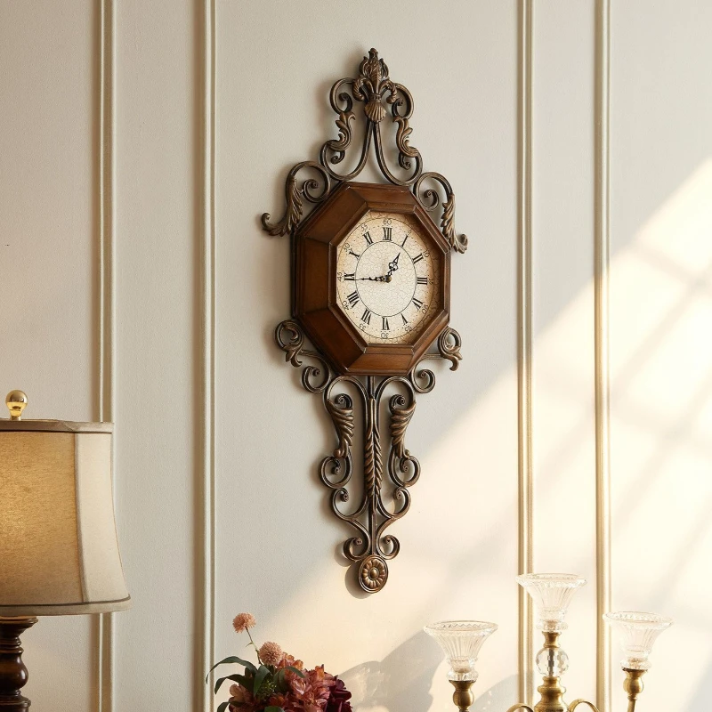 Solid Wood Retro Wall Clocks Luxury Creative Decoration Clock Living Room Mechanism Silent Clock Interior Aesthetic Ornaments